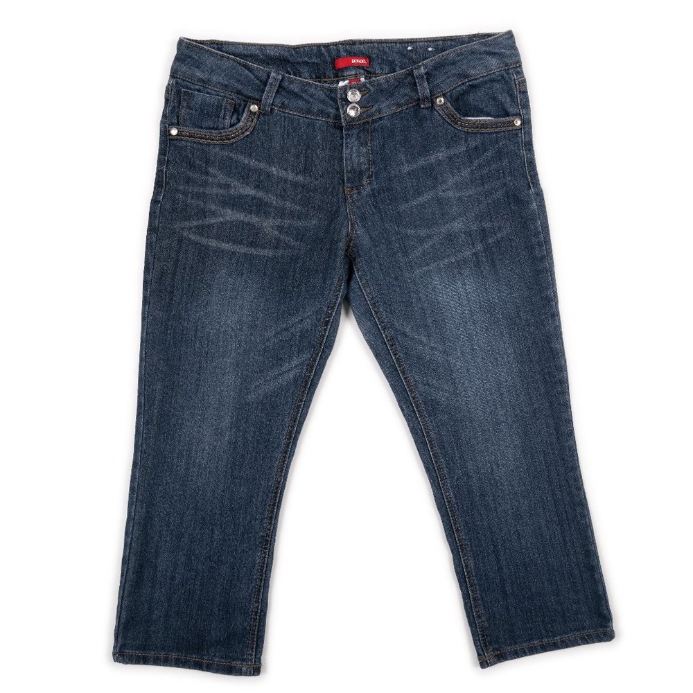 BONGO cropped jeans w/ jewel studs & buttons size 13